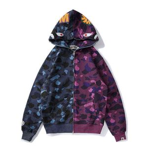 and Autumn Winter Men's Youth Light Down Cotton Blue Purple Contrast Hooded Sweater