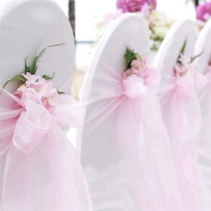 Wedding Decoration Organza Chair Sashes Bow For Party Christmas Halloween el Supplies(Pack of 50pcs pink) 220514