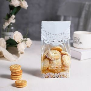 50pcs Self Stand Holder Cookie Biscuit Bag Wedding Gift Candy Cupcake Hand Made DIY Christmas Plastic Packaging Bags 220704