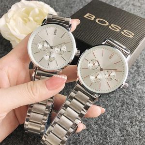 Sale Brand Mens Watches All Stainless Steel Boss Watch fashion Black Dial Quartz Movement Designer High Quality Waterproof Watch