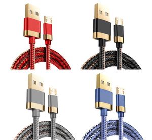 Cowboy flätade kablar Guldpläterad plugg Fast Charge Data Cable Micro USB Typ C Cables Charger Wire Mobiltelefonsladd