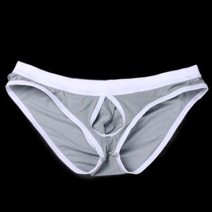 Underpants Aibc Open Front Sexy Men Underwear Big Penis Pouch Mens Briefs Low Waist Ice Silk Panties Bulge Push Up Breathable