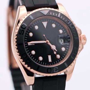 Christmas Gift 40MM Automatic Mechical Master Black Dial High Grade Mens Watches Rose Gold Rubber Strap Bracelet 116655 Men Wristwatches