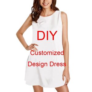 Kvinnliga strandklänning DIY POSTARANIMALANIME 3D Tryckt Vintage Loose Dress Sexig Mini Short Club Party Dress W220617