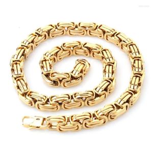 6/8/12/15mm tunga smycken mode metall rostfritt stål guld byzantin länk halsband eller armband med fyrkantig knapp 7-40 