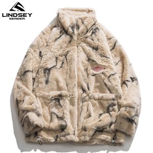 LINDSEY SEADER Mens Fleece Faux Fur Giacca Parka sottile Moda invernale Cappotto caldo Capispalla casual Streetwear Cappotto sottile Abbigliamento 201127