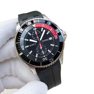 Mens Watches Chronograph Quartz Movement Wristwatches Natural Rubber Strap Multifunctional Design Male Clock High Quality Men Watch Montre De Luxe