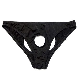 Men's G-Strings Bikini Briefs Gay Underwear O-Ring Crotchless Mens Thongs Men Nylon Lingerie Sexy Open BuSissy Panties StringMen's