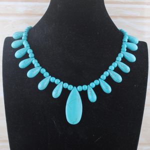 Pendant Necklaces Woman Fashion Jewelry Turquoises Beads Water Drop Necklace Beaded Strand 21 Inches QF3110Pendant