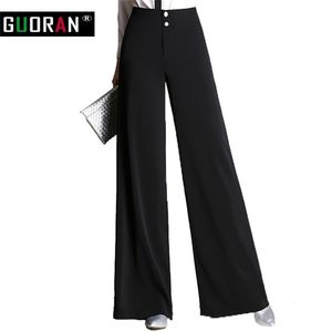 Kadınlar geniş bacak pantolon düz gevşek moda yüksek bel artı beden kadın pantolon uzun kadın pantolonlar resmi iş pantalon femme 210412