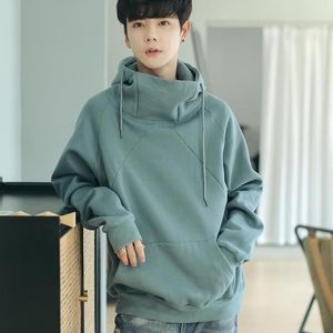 T-shirts Vinter Varm Turtleneck Hooded Långärmad Män T-shirt Teenagers Casual Loose Fashion Top All-Match Personlighet Pullovers Clot