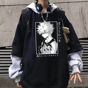 Anime My Hero Academia Graphic Long Sleeve Hoodies Funny Bakugou Katsuki Harajuku Sudadera Sweatshirts Pullover 220803