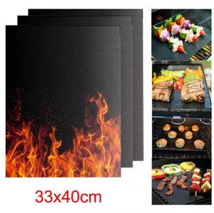 Antihaft-BBQ-Grillmatte, tragbare Backmatte, Grillutensilien, zum Kochen, Grillen, Hitzebeständigkeit, leicht zu reinigen, Küchenwerkzeug, 40 x 33 cm