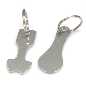 Household Sundries Stainless Steel Metal Keychain Supermarket Portable Cart Anti-lost Label Token Key Ring Listing Accessories LT0091