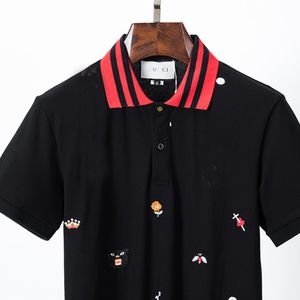 2023 Tasarımcı Stripe Polo Gömlek Tişörtleri Yılan Polos Bee Çiçek Nakış Erkekleri Yüksek Sokak Moda At Polo T-Shirt Ggity Boyut M-XXXL