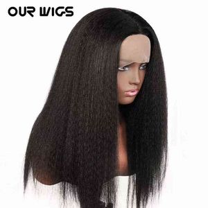 220% de densidade peruca sintética reta para mulheres negras yaki peruca pré -puxada helinha com cabelos de bebê afro 220707
