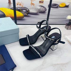 top quality Casual Shoes Designer Luxury Womens Crystal Satin Black Platform Sandal Heels Shoe heel Flatfrom