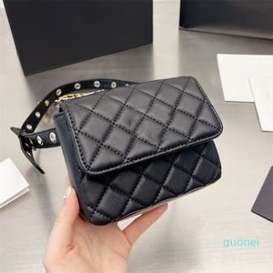 2022 Flap Waist Bags Five Colors Caviar Calfskin Classic Quilted Check Gold Silver Metal Chain Button Chest Bag Luxury Crossbody Ladies Purs