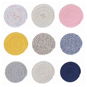 Bomullstrådisolering Placemat vävd anti-Scaling Mat Nordic Minimalist Pot Pad Cotton Rope Table Mat LX4820