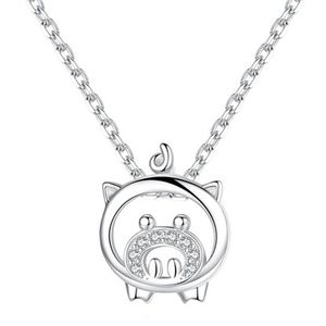 Collana di maialino carino per le donne Ciondolo animale adorabile Collana girocollo Collana di gioielli Regali di compleanno per feste Collane in argento