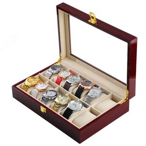 Wholesale red lacquer boxes resale online - Watch Boxes Cases Slots Wood Case Red High Light Lacquer Storage Box Display Gift
