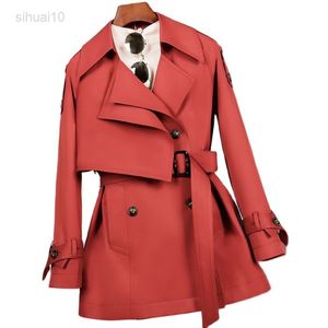 Women Windbreaker 2021 Autumn Winter Korean Loose Lapel British Style Trench Coat With Lining Ladies Elegant Tops H80 L220725