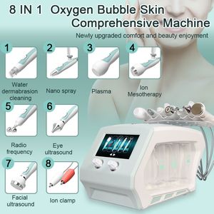 8 in 1 Oxygen Water Dermabrasion Plasma Ion Meso Machine H2O2 Facial Skin Analyzer Hydro Microermabrasion Equipment deep cleaning and skin rejuvenation on sale