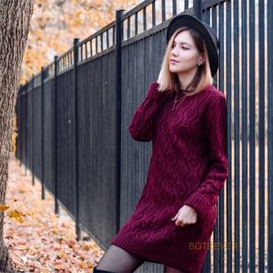 Jesień zima gruba ciepła sukienka sweter Kobieta seksowna sukienka na dzianina Kobieta z długim rękawem sukienka femme vestidos plus size 201008