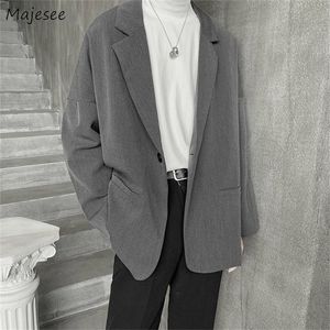 Blazers Men Spring Single Button Loose Pockets All-match Trendy Casual Korean Style Retro Mens Suits Ulzzang Chic Tops Harajuku 220527