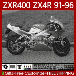 Fairings Kit For KAWASAKI NINJA ZX4R 400CC ZXR-400 1991 1992 1993 94 95 96 Bodywork 138No.81 ZXR 400 CC ZX-4R ZX 4R Cowling Grey white ZXR400 91 92 93 1994 1995 1996 Body