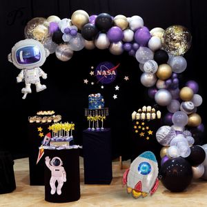 98PCSLOT OUTER Space Party Astronaut Balloon Rocket Foil Arch Garland Theme Boy Kids Birthday Decor Helium Global Y201006