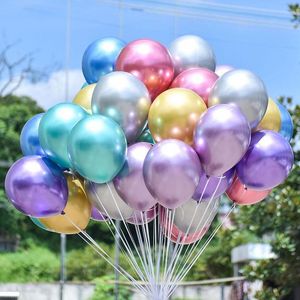 10inch 50pcs/lot yeni parlak metal inci lateks balonlar kalın krom metalik renkler şişme hava topları doğum günü partisi dekor 20lot f0712