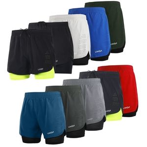 Lixada Mens 2in1 Running Shorts Quick Drying Breathable Active Training Exercise Jogging Cycling with Longer Liner 220610