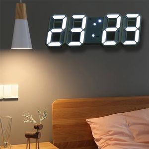 Modern Design 3D Large Wall Clock LED Digital USB Electronic s On The Luminous Alarm Table Desktop Home Decor 220426