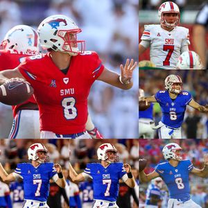 NCAA SMU Mustangs College Football Maglie 83 Kylen Granson Jersey 16 Courtland Sutton 17 Emmanuel Sanders Eric Dickerson Maglie Camicia cucita personalizzata