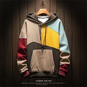 Brand Men Hoodies Sweatshirts Men patchwork Print Long Sleeve Hoodie Hip Hop Streetwear Clothing Plus Size 201126