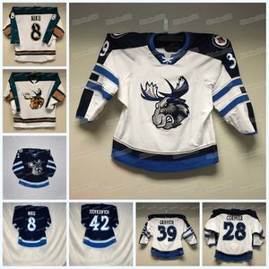 MitNess Custom Manitoba Moose Hockey Jersey AHL Simon Lundmark Evan Polei Kristian Reichel C.J. Suess Mikey Eyssimont Greg Meireles Thomas