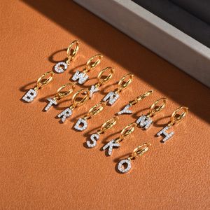 26 English Letters Diamond Stud Gold And Silver Color Matching Earrings Female Ins Personality Wild Circle Ear Buckle Gift Accessories