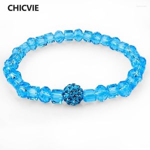 Brins en perles Chicvie Blue Luxury Charms Bracelets Bangles Stones for Women Jewelry Making personnalisé Bracelet Femme SBR140