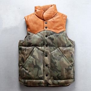 Gilet da uomo Warm Winter Camouflage Di vera pelle Giù Fashion Shreds Collar Fine Fitting Gilet maschile Pelle di pecora Phin22