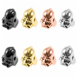 Rose Gold Metal Knight Hjälm Space Pärlor för smycken DIY -armband som gör Fashion Brass Micro Pave Crystal Geometry Alloy Black CZ Rhinestone Accessories
