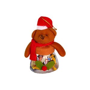 Decorações de Natal Candy Jar Mini Clear Holiday Time Commed Rececuts Garranha de armazenamento com boneca de pelúcia de natalristmas