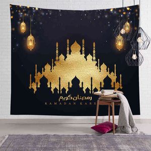 Muslim Party 2022 Eid Mubarak Ramadan Festival Tapestry Moon Lantern Palace Pattern Decoration For Living Room Bedroom Outfit J220804