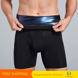 Gym Clothing Brand Sweat Sauna Shorts Men Fat Burning Waist Trainer High Fitness Running Sports Underwear Slimming Pants Body ShapewearGym