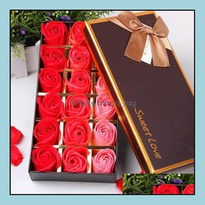 Dekoracyjne kwiaty wieńce świąteczne przyjęcie domowe ogród 18pcs sztuczna róża kwiatowe mydło w kąpieli płatki kwiatowe z pudełkiem podarunkowym do urodzenia