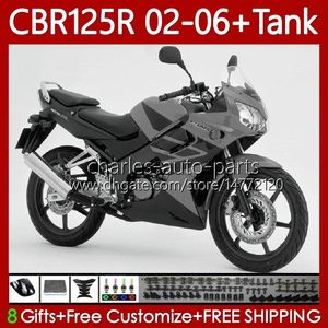 + Pokrywa zbiornika dla Honda CBR-125 CBR 125 R Gray Black CC 125R 2002-2006 Bodywork 124NO.164 CBR-125R 125CC CBR125R 02 03 04 05 06 CBR125RR 2002 2003 2004 2005 2005 2006 OEM