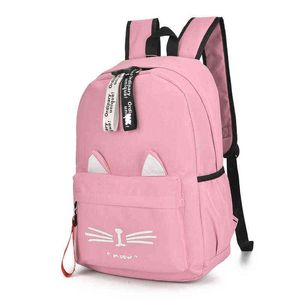 Sevimli çizgi film kedi kulakları genç kızlar için okul çantaları naylon sırt çantası okul çantası kadınlar fam öğrenci kitap çantası mochila escolar j220620