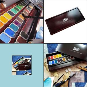 Japan Original Holbein Color 28 Set Solid Watercolor Paint Art Supplies Gift Sets Drop Delivery 2021 Gifts Baby Kids Maternity Wdgnd