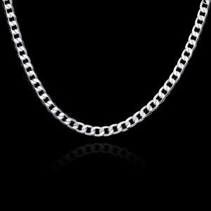 Silver Specialerbjudande 925 Halsband Sterling För Kvinnor Man Klassisk 6mm Kedja Charm Mode Smycken Bröllopsfest Julklappar