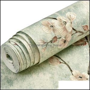 Tapeten Home Decor Garten Luxus Klassiker Blumen Tapete Roll Schlafzimmer Wohnzimmer TV Hintergrund Relief Damast Glitter Drop Lieferung 20